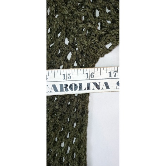 Chic Open Knit Zip Front‎ Cardigan Olive Green Womens Lightweight Layering - Picture 4 of 6